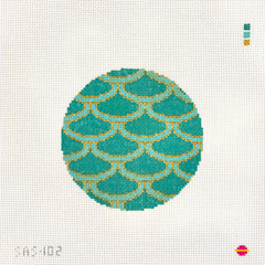 Saturnalia Stitching Mermaid Round Needlepoint Canvas