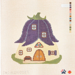 Saturnalia Stitching Nine Lives Needlepoint Fairy Village Eggplant House Needlepoint Canvas