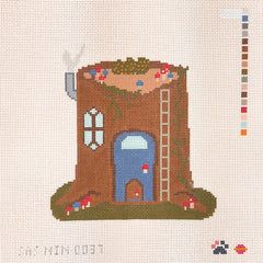 Saturnalia Stitching Nine Lives Needlepoint Fairy Village Stump House Needlepoint Canvas