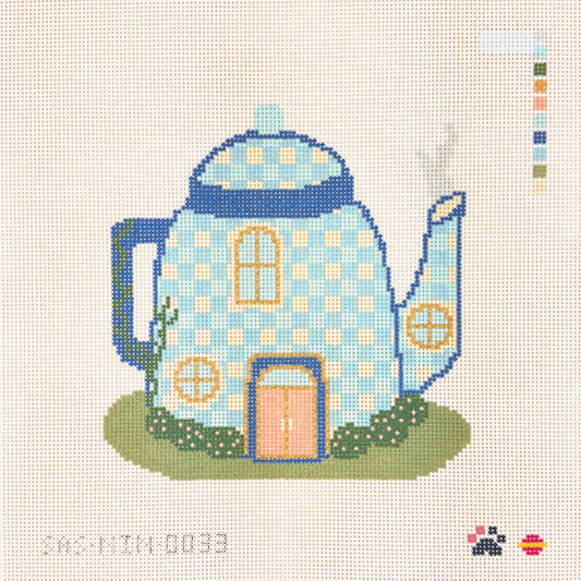 Saturnalia Stitching Nine Lives Needlepoint Fairy Village Tea Pot House Needlepoint Canvas
