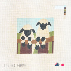 Saturnalia Stitching Nine Lives Needlepoint Two Sheep on Fence Needlepoint Canvas