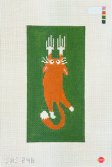 Saturnalia Stitching Orange Cat Tapestry Needlepoint Canvas