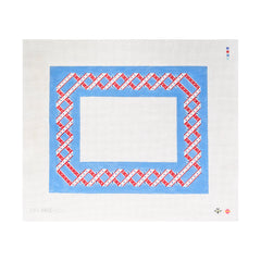 Saturnalia Stitching Red White and Blue Woven Ribbon Frame Needlepoint Canvas