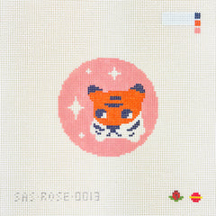 Saturnalia Stitching Rose Acolyte Simple Tiger Round Needlepoint Canvas