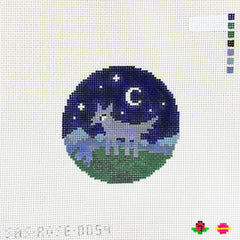 Saturnalia Stitching Rose Acolyte Standing Wolf Round Needlepoint Canvas