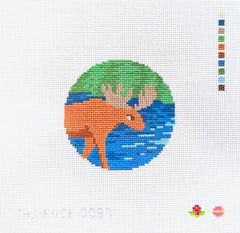 Saturnalia Stitching Rose Acolyte Wading Moose Needlepoint Canvas