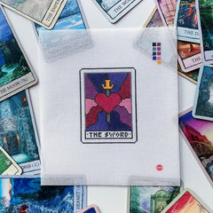 Saturnalia Stitching The Sword Tarot Card Needlepoint Canvas