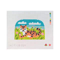 Saturnalia Stitching Rose Acolyte Tiger in the Flowers Needlepoint Canvas