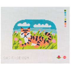 Saturnalia Stitching Rose Acolyte Tiger in the Flowers Needlepoint Canvas