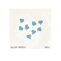 Silver Needle Blue Heart Pillow Needlepoint Canvas