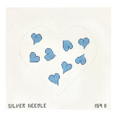 Silver Needle Blue Heart Pillow Needlepoint Canvas