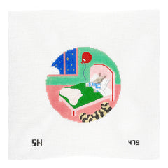 Silver Needle Goodnight Moon Bunny in Bed Needlepoint Canvas