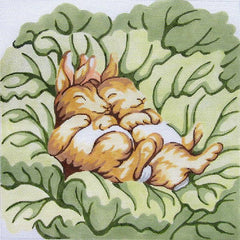 Silver Needle Napping Bunnies Pillow Needlepoint Canvas