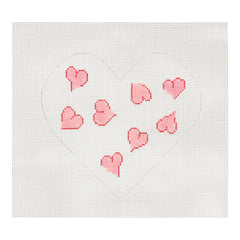Silver Needle Pink Heart Pillow Needlepoint Canvas