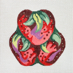 Silver Needle Strawberries Ornament Needlepoint Canvas