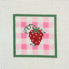 SLS Needlepoint Strawberry & Gingham Mini Needlepoint Canvas - Pink