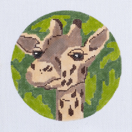 Barbara Russell Designs Small Giraffe Circular Needlepoint Canvas