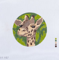 Barbara Russell Designs Small Giraffe Circular Needlepoint Canvas