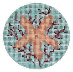 Kate Dickerson Needlepoint Collections Insert - Starfish & Coral on Soft Caribbean Needlepoint Canvas - 3 Round