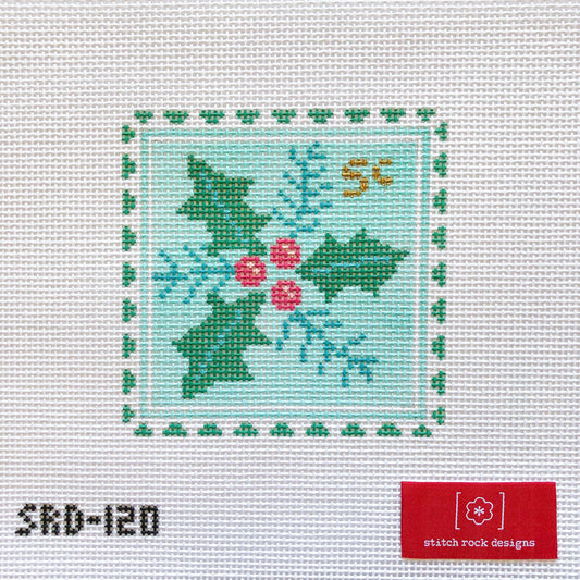 Stitch Rock Designs Holly Stamp Needlepoint Canvas