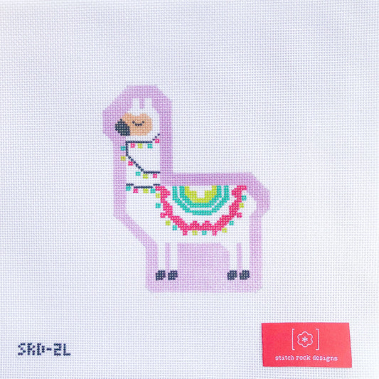 Stitch Rock Designs Larry the Llama Lavender Needlepoint Canvas
