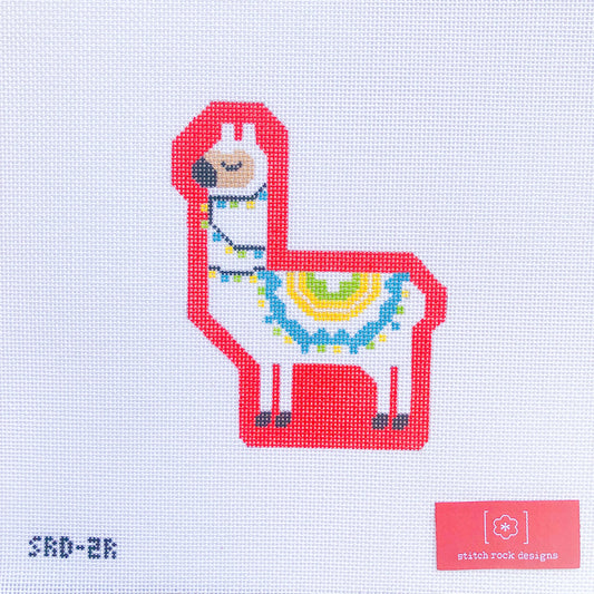 Stitch Rock Designs Larry the Llama Red Needlepoint Canvas