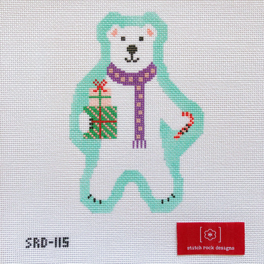 Stitch Rock Designs Parker the Polar Bear Needlepoint Canvas