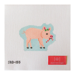 Stitch Rock Designs Christmas Village Farm Petunia the Pig Needlepoint Canvas