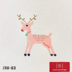 Stitch Rock Designs Pink Reindeer Needlepoint Canvas