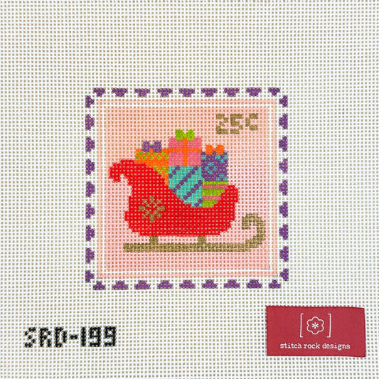 Stitch Rock Designs Sleigh Stamp Needlepoint Canvas