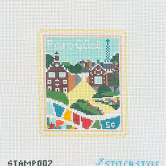 Stitch Style Barcelona Parc Guell Stamp Needlepoint Canvas