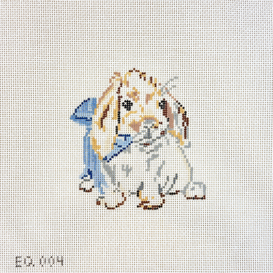 Stitch Style Emily Quigley Bunny with Blue Bow Needlepoint Canvas