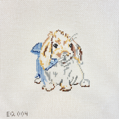 Stitch Style Emily Quigley Bunny with Blue Bow Needlepoint Canvas