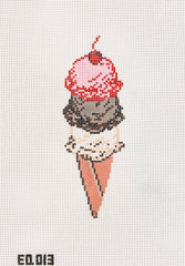 Stitch Style Emily Quigley Ink Ice Cream Cone Needlepoint Canvas
