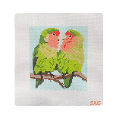 Stitching with Stacey Lovebirds Needlepoint Canvas