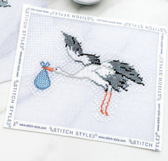 Stitch Style Stork Needlepoint Canvas - Blue