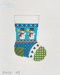 Susan Roberts Needlepoint Patchwork Snowman Mini Stocking Needlepoint Canvas