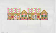 Susan Roberts Needlepoint Pink Green White Necco Wafers Gingerbread House 3D Needlepoint Canvas