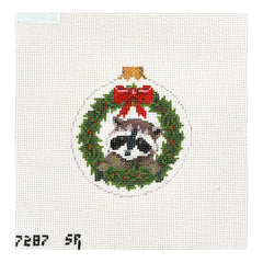 Susan Roberts Needlepoint Raccoon in Wreath Needlepoint Canvas