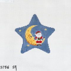 Susan Roberts Needlepoint Santa Sitting On Moon Star Needlepoint Canvas