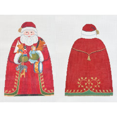 Susan Roberts Needlepoint Santa with Toys Tree Topper Needlepoint Canvas - Front & Back