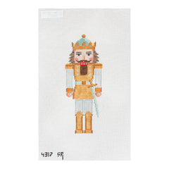 Susan Roberts Needlepoint Silver and Gold King Nutcracker Needlepoint Canvas