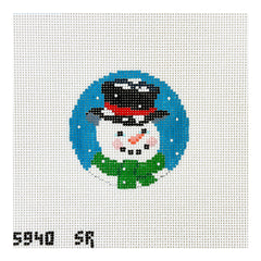 Susan Roberts Needlepoint Snowman Face with Green Scarf Needlepoint Canvas