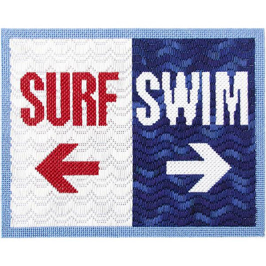 Needlepoint To Go Swim Surf on 18 Needlepoint Canvas