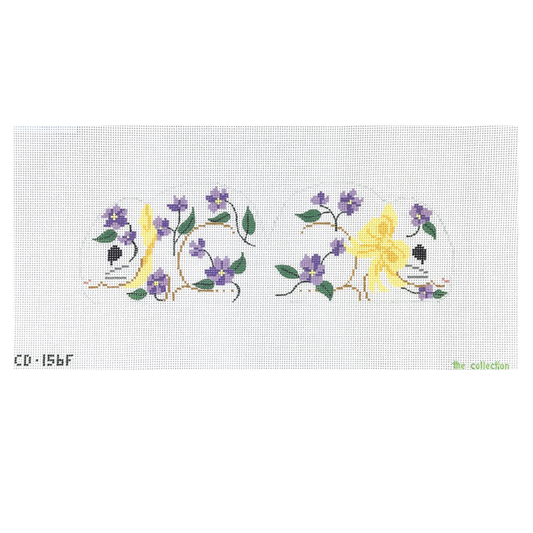The Collection Designs Bunny Two Sided Violets Needlepoint Canvas