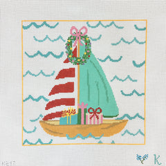 The Collection Designs Kay Irby Holiday Sailboat Needlepoint Canvas