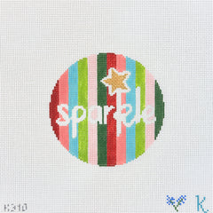 The Collection Designs Kay Irby Sparkle on Stripes Round Needlepoint Canvas