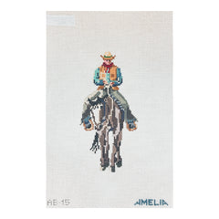 The Gingham Stitchery Amelia Bond Cowboy Needlepoint Canvas