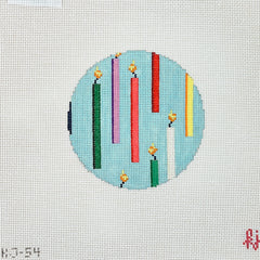 The Gingham Stitchery Krissy Johnson Candles Round Needlepoint Canvas