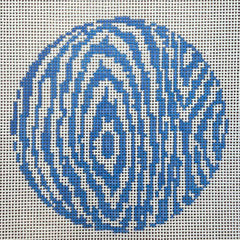 The Gingham Stitchery The Sheffield Collection Faux Bois Round Blue Needlepoint Canvas